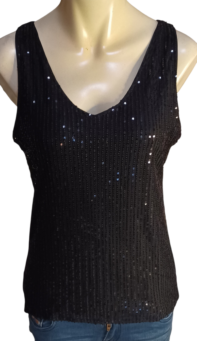 Schwarzes Pailletten Top Gr.M neu