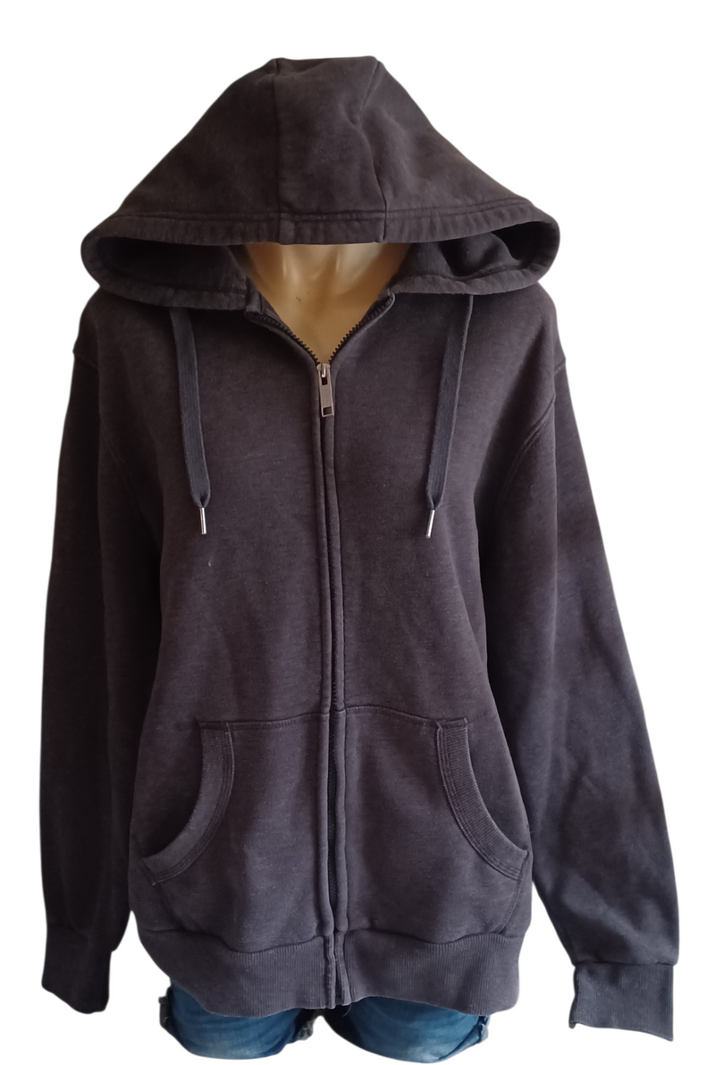 Dunkelgraue Kapuzenjacke Gr XL
